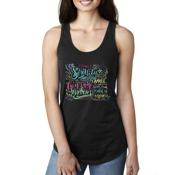 Wild Bobby, God Grant Me Serenity Courage and Wisdom Prayer Faith, Inspirational/Christian, Women Racerback Tank Top, Black, Small