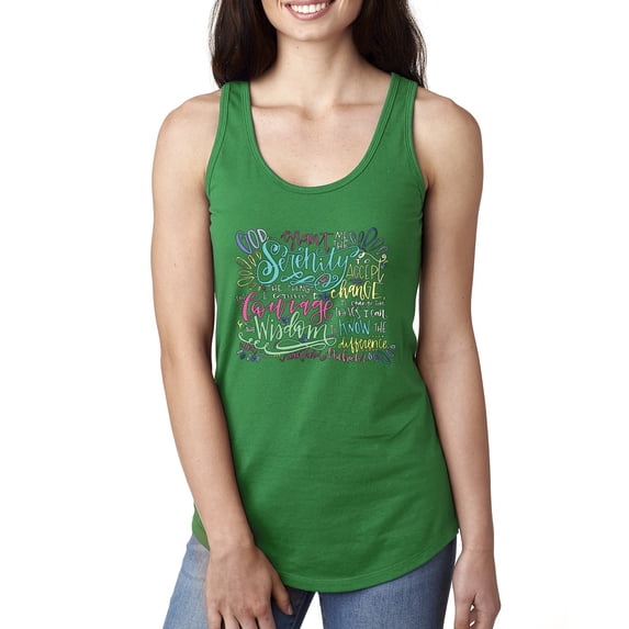 Wild Bobby, God Grant Me Serenity Courage and Wisdom Prayer Faith, Inspirational/Christian, Women Racerback Tank Top, Kelly, Medium