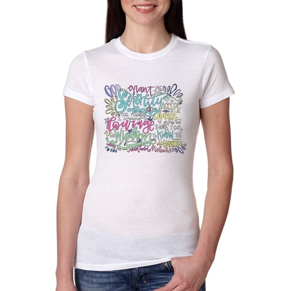 Wild Bobby, God Grant Me Serenity Courage and Wisdom Prayer Faith, Inspirational/Christian, Women Slim Fit Junior Tee, White, X-Large