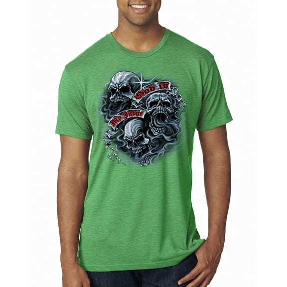 Wild Bobby, God Is My Judge Smokey Gray Skull Dark Pop Culture Mens Premium Tri Blend T-Shirt, Envy, Large