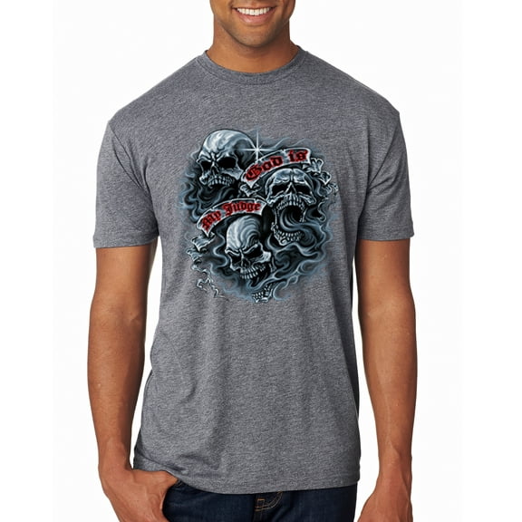 Wild Bobby, God Is My Judge Smokey Gray Skull Dark Pop Culture Mens Premium Tri Blend T-Shirt, Premium Heather, Large