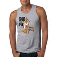 thumbnail image 1 of Wild Bobby God Made Me This Way Cross with Sunflowers Inspirational/Christian Men Tank Top, Heather Grey, 3X-Large, 1 of 6