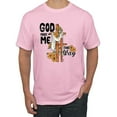 thumbnail image 1 of Wild Bobby God Made Me This Way Cross with Sunflowers Inspirational/Christian Men Tee, Light Pink, Small, 1 of 6