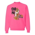 thumbnail image 1 of Wild Bobby God Made Me This Way Cross with Sunflowers Inspirational/Christian Unisex Crewneck Sweatshirt, Neon Pink, X-Large, 1 of 6