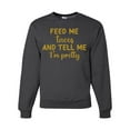 thumbnail image 1 of Wild Bobby, Gold Feed Me Tacos And Tell Me I'm Pretty Cinco de Drinco Cinco De Mayo Unisex Crewneck Sweatshirt, Heather Black, 3X-Large, 1 of 5