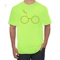 thumbnail image 1 of Wild Bobby, Gold Wizard Glasses and Lightning Scar, Movies, Men Graphic Tee, Safety Green, X-Large, 1 of 4