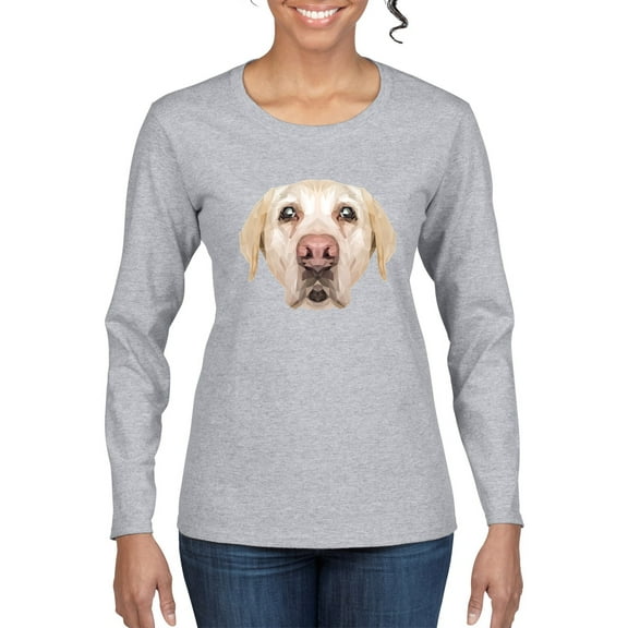 Wild Bobby, Golden Retriever Cute Gift, Dog Lover, Women Graphic Long Sleeve Tee, Heather Grey, Small