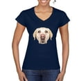 thumbnail image 1 of Wild Bobby, Golden Retriever Cute Gift, Dog Lover, Women Standard V-Neck Tee, Navy, Small, 1 of 4
