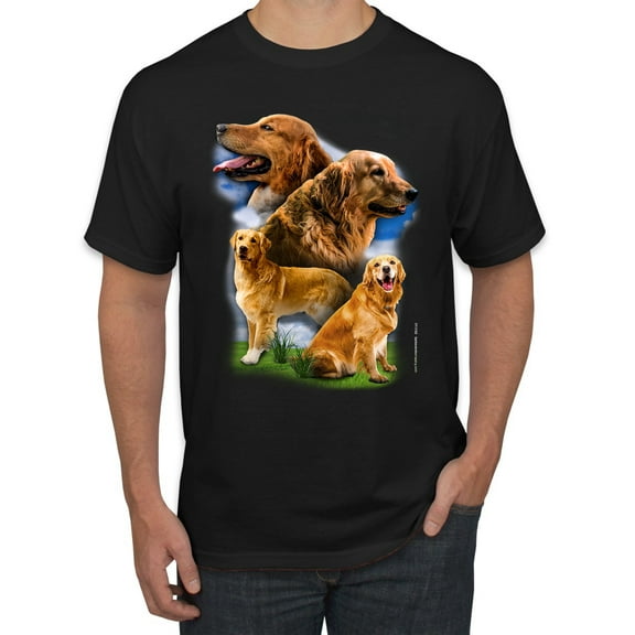 Wild Bobby, Golden Retriever Dog Portrait, Dog Lover, Men's Graphic Tees, Black, Medium