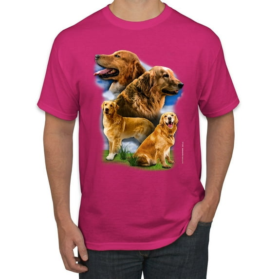 Wild Bobby, Golden Retriever Dog Portrait, Dog Lover, Men's Graphic Tees, Fuschia, 3XL