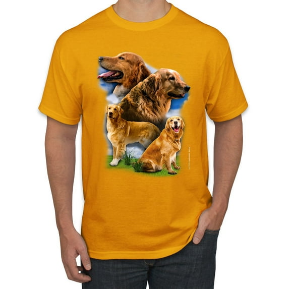 Wild Bobby, Golden Retriever Dog Portrait, Dog Lover, Men's Graphic Tees, Gold, Medium