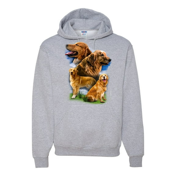Wild Bobby, Golden Retriever Dog Portrait, Dog Lover, Unisex Graphic Hoodie Sweatshirt, Heather Grey, 2XL