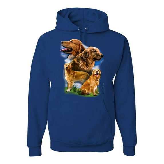 Wild Bobby, Golden Retriever Dog Portrait, Dog Lover, Unisex Graphic Hoodie Sweatshirt, Royal, Large
