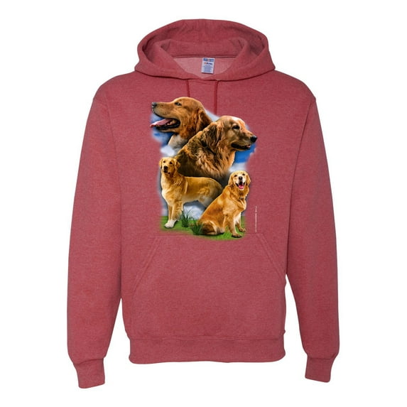 Wild Bobby, Golden Retriever Dog Portrait, Dog Lover, Unisex Graphic Hoodie Sweatshirt, Vintage Heather Red, Medium