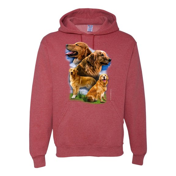 Wild Bobby, Golden Retriever Dog Portrait, Dog Lover, Unisex Graphic Hoodie Sweatshirt, Vintage Heather Red, Small