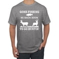thumbnail image 1 of Wild Bobby, Gone Fishing Back Soon to Go Hunting, Men's Graphic Tees, Heather Grey, 5XL, 1 of 3