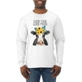 thumbnail image 1 of Wild Bobby, Good Food Good Mood Funny Cute Cow Animal Lover Mens Long Sleeve Shirt, White, Large, 1 of 3