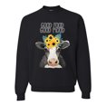 thumbnail image 1 of Wild Bobby, Good Food Good Mood Funny Cute Cow Animal Lover Unisex Crewneck Graphic Sweatshirt, Black, Small, 1 of 3