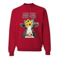thumbnail image 1 of Wild Bobby, Good Food Good Mood Funny Cute Cow Animal Lover Unisex Crewneck Graphic Sweatshirt, Red, 4XL, 1 of 3
