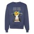 thumbnail image 1 of Wild Bobby, Good Food Good Mood Funny Cute Cow Animal Lover Unisex Crewneck Graphic Sweatshirt, Vintage Heather Navy, X-Large, 1 of 3