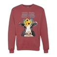 thumbnail image 1 of Wild Bobby, Good Food Good Mood Funny Cute Cow Animal Lover Unisex Crewneck Graphic Sweatshirt, Vintage Heather Red, 3XL, 1 of 3