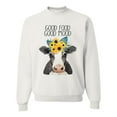 thumbnail image 1 of Wild Bobby, Good Food Good Mood Funny Cute Cow Animal Lover Unisex Crewneck Graphic Sweatshirt, White, X-Large, 1 of 3