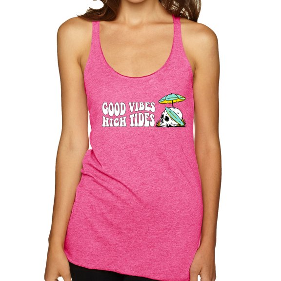 Wild Bobby Good Vibes High Tides Streetwear Women Tri-Blend Racerback Tank Top