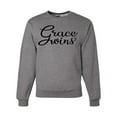 thumbnail image 1 of Wild Bobby Grace Wins Script Inspirational/Christian Unisex Crewneck Graphic Sweatshirt, Heather Grey, X-Large, 1 of 5