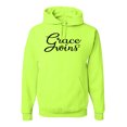 thumbnail image 1 of Wild Bobby Grace Wins Script Inspirational/Christian Unisex Graphic Hoodie Sweatshirt, Safety Green, X-Large, 1 of 5