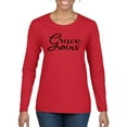 thumbnail image 1 of Wild Bobby Grace Wins Script Inspirational/Christian Women Graphic Long Sleeve Tee, Red, Large, 1 of 5