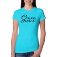 thumbnail image 1 of Wild Bobby Grace Wins Script Inspirational/Christian Women Slim Fit Junior Tee, Tahiti Blue, Large, 1 of 5