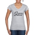 thumbnail image 1 of Wild Bobby Grace Wins Script Inspirational/Christian Women Standard V-Neck Tee, Heather Grey, Small, 1 of 5