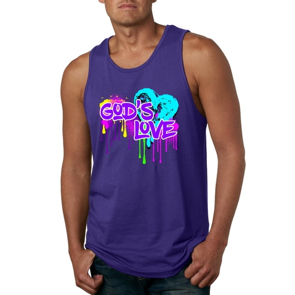 Wild Bobby, Graffiti Art God's Love, Inspirational/Christian, Men Graphic Tank Top, Purple, 3X-Large
