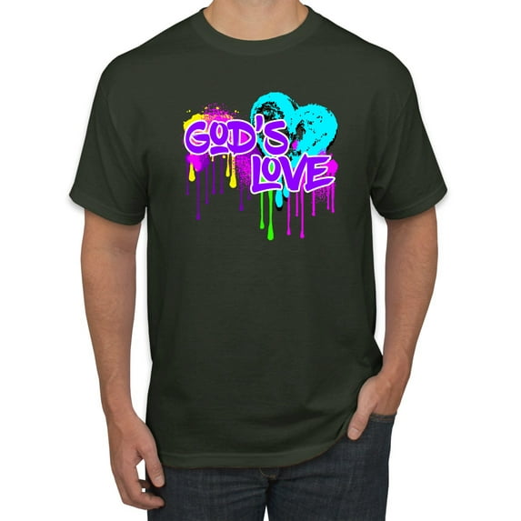 Wild Bobby, Graffiti Art God's Love, Inspirational/Christian, Men Graphic Tee, Forest Green, 5X-Large