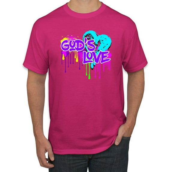 Wild Bobby, Graffiti Art God's Love, Inspirational/Christian, Men Graphic Tee, Fuschia, XX-Large