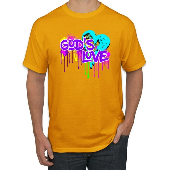 Wild Bobby, Graffiti Art God's Love, Inspirational/Christian, Men Graphic Tee, Gold, 3X-Large