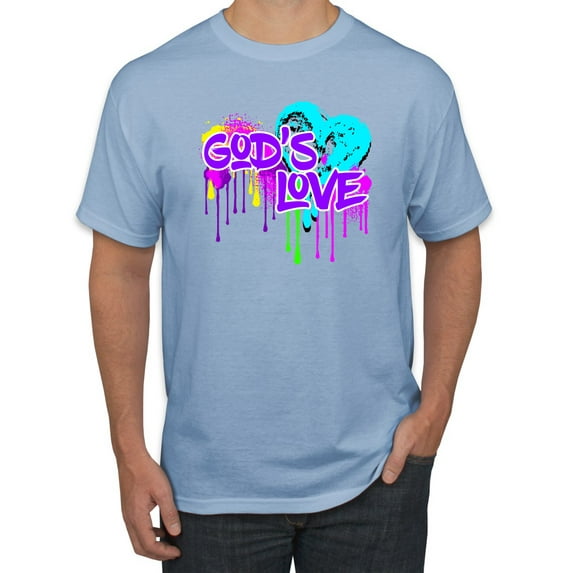 Wild Bobby, Graffiti Art God's Love, Inspirational/Christian, Men Graphic Tee, Light Blue, XX-Large