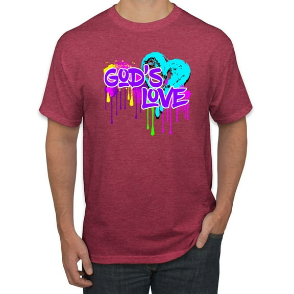 Wild Bobby, Graffiti Art God's Love, Inspirational/Christian, Men Graphic Tee, Vintage Heather Red, Large