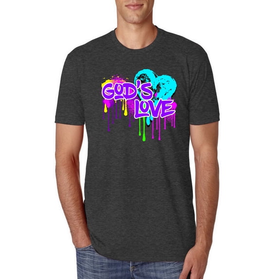 Wild Bobby, Graffiti Art God's Love, Inspirational/Christian, Men Premium Tri Blend Tee, Vintage Black, Large
