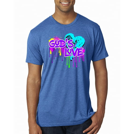 Wild Bobby, Graffiti Art God's Love, Inspirational/Christian, Men Premium Tri Blend Tee, Vintage Royal, X-Large