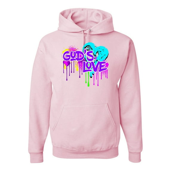 Wild Bobby, Graffiti Art God's Love, Inspirational/Christian, Unisex Graphic Hoodie Sweatshirt, Light Pink, X-Large