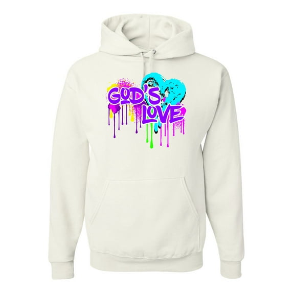 Wild Bobby, Graffiti Art God's Love, Inspirational/Christian, Unisex Graphic Hoodie Sweatshirt, White, 3X-Large