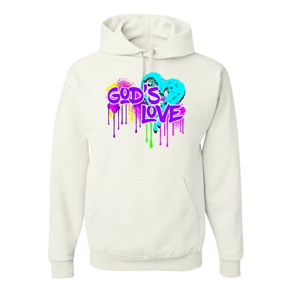 Wild Bobby, Graffiti Art God's Love, Inspirational/Christian, Unisex Graphic Hoodie Sweatshirt, White, Large