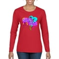 thumbnail image 1 of Wild Bobby, Graffiti Art God's Love, Inspirational/Christian, Women Graphic Long Sleeve Tee, Red, Medium, 1 of 4