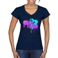 thumbnail image 1 of Wild Bobby, Graffiti Art God's Love, Inspirational/Christian, Women Standard V-Neck Tee, Navy, Large, 1 of 4