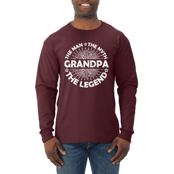 Wild Bobby, Grandpa Man Myth Legend Funny Dad Uncle Papa Dad Gift, Father's Day, Men Long Sleeve Shirt, Maroon, X-Large