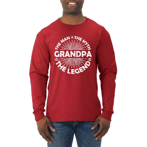 Wild Bobby, Grandpa Man Myth Legend Funny Dad Uncle Papa Dad Gift, Father's Day, Men Long Sleeve Shirt, Red, Large