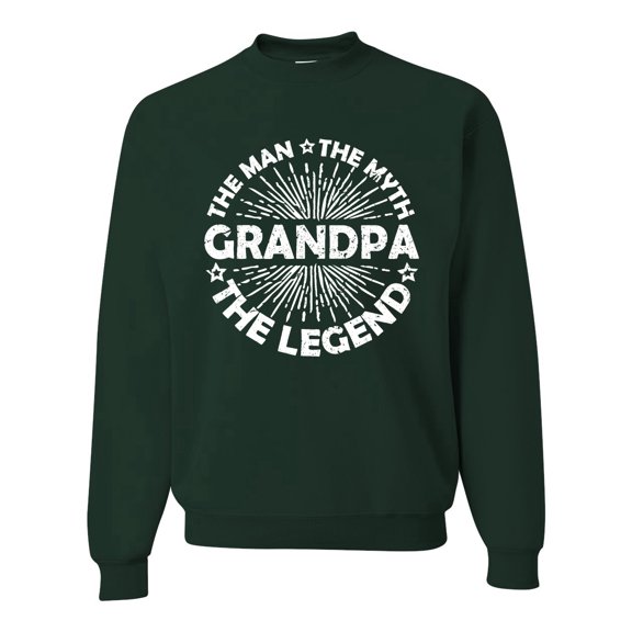 Wild Bobby, Grandpa Man Myth Legend Funny Dad Uncle Papa Dad Gift, Father's Day, Unisex Crewneck Graphic Sweatshirt, Forest Green, X-Large