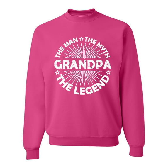 Wild Bobby, Grandpa Man Myth Legend Funny Dad Uncle Papa Dad Gift, Father's Day, Unisex Crewneck Graphic Sweatshirt, Fuschia, Medium