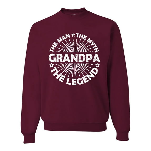Wild Bobby, Grandpa Man Myth Legend Funny Dad Uncle Papa Dad Gift, Father's Day, Unisex Crewneck Graphic Sweatshirt, Maroon, 3X-Large